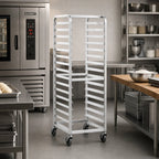 Advance Tabco CFL20 Front-Load Aluminum Roll-In Oven Rack, 20-Pan Capacity, 18 x 26-Inch Pans, 4-Inch Casters