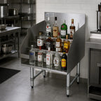 Advance Tabco Special Value Series LD-1824-X Freestanding Stainless Steel 5-Step Liquor Bottle Display, Approximately 30-Bottle Capacity