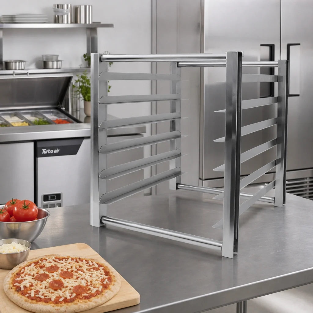 Turbo Air TSP-2224 Half-Size Stainless Steel Pan Rack, 6-Pan Capacity, 18 x 26 Inch Pans, for Pizza Prep and Solid Door Refrigerators/Freezers