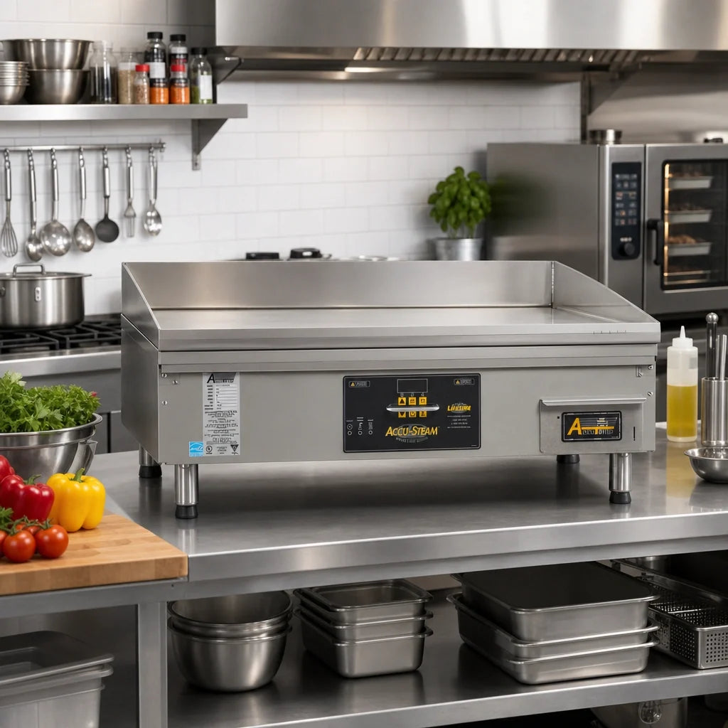 AccuTemp AccuSteam Griddle EGF4803B3650-T1 Countertop Electric Steam-Heated Griddle, 36 x 24-Inch, Digital Controls, 480V 3-Phase