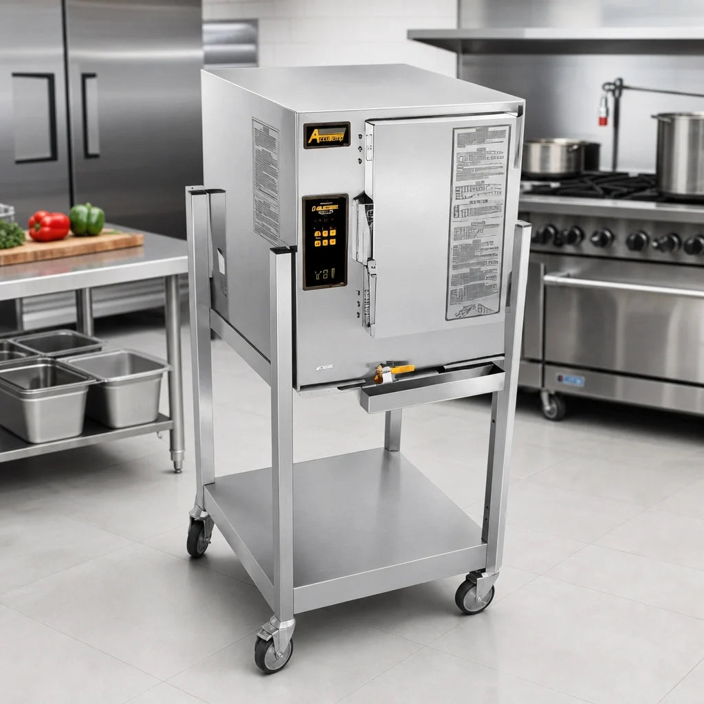 AccuTemp Evolution E64403D120 SGL Connectionless Boilerless Convection Steamer, 6-Pan, Electric, 440V, Single Compartment with Stand