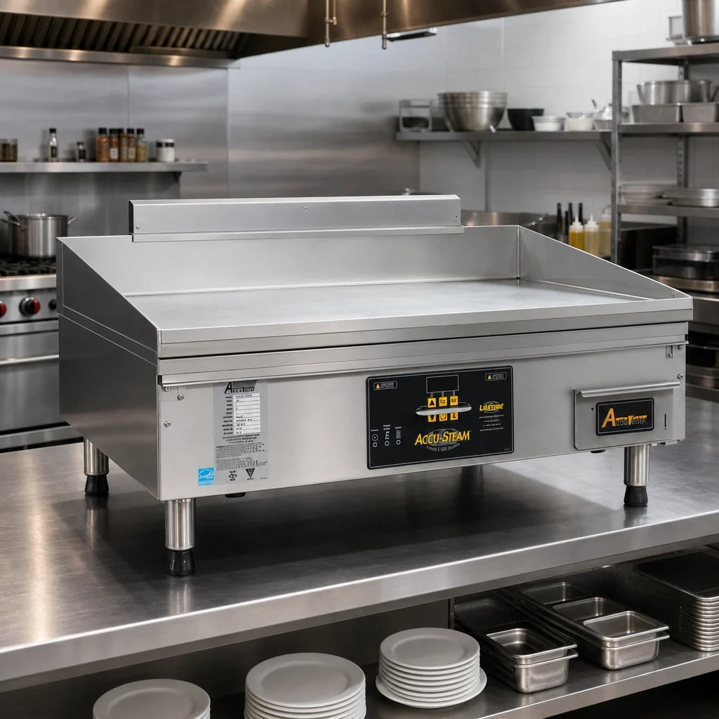 AccuTemp AccuSteam Griddle GGF1201A4850-T1 Countertop Natural Gas Griddle, 48" x 30" Cooking Surface, Digital Controls, Stainless Steel