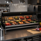 Alto-Shaam Halo Heat ED3-72 72-Inch Countertop Full-Service Heated Display Case with Curved Glass, Dual Heat Zones, LED Lighting