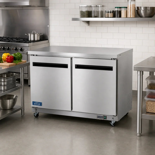 Arctic Air AUC48F 48.25-Inch Two-Section Undercounter Worktop Freezer, 10.1 Cu. Ft., Stainless Steel, Rear-Mounted Self-Contained Refrigeration