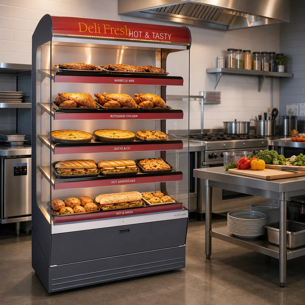 Alto-Shaam Halo Heat HSM-48/5S/T Self-Service Heated Shelf Merchandiser, 48-Inch Floor Model, 5 Shelves, LED Lighting