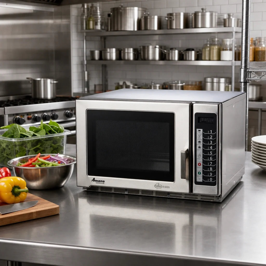 ACP Amana® Commercial RFS18TS Countertop Commercial Microwave Oven, 1.2 Cu. Ft., 1800 Watts, Medium Duty, 100 Programmable Settings