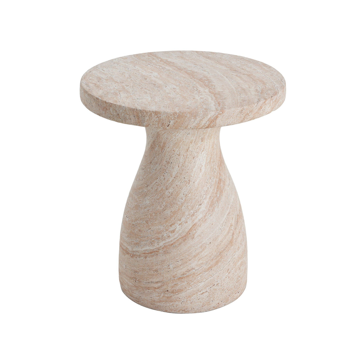 Lightweight Travertine Side Table with Weatherproof Finish – Black or Beige