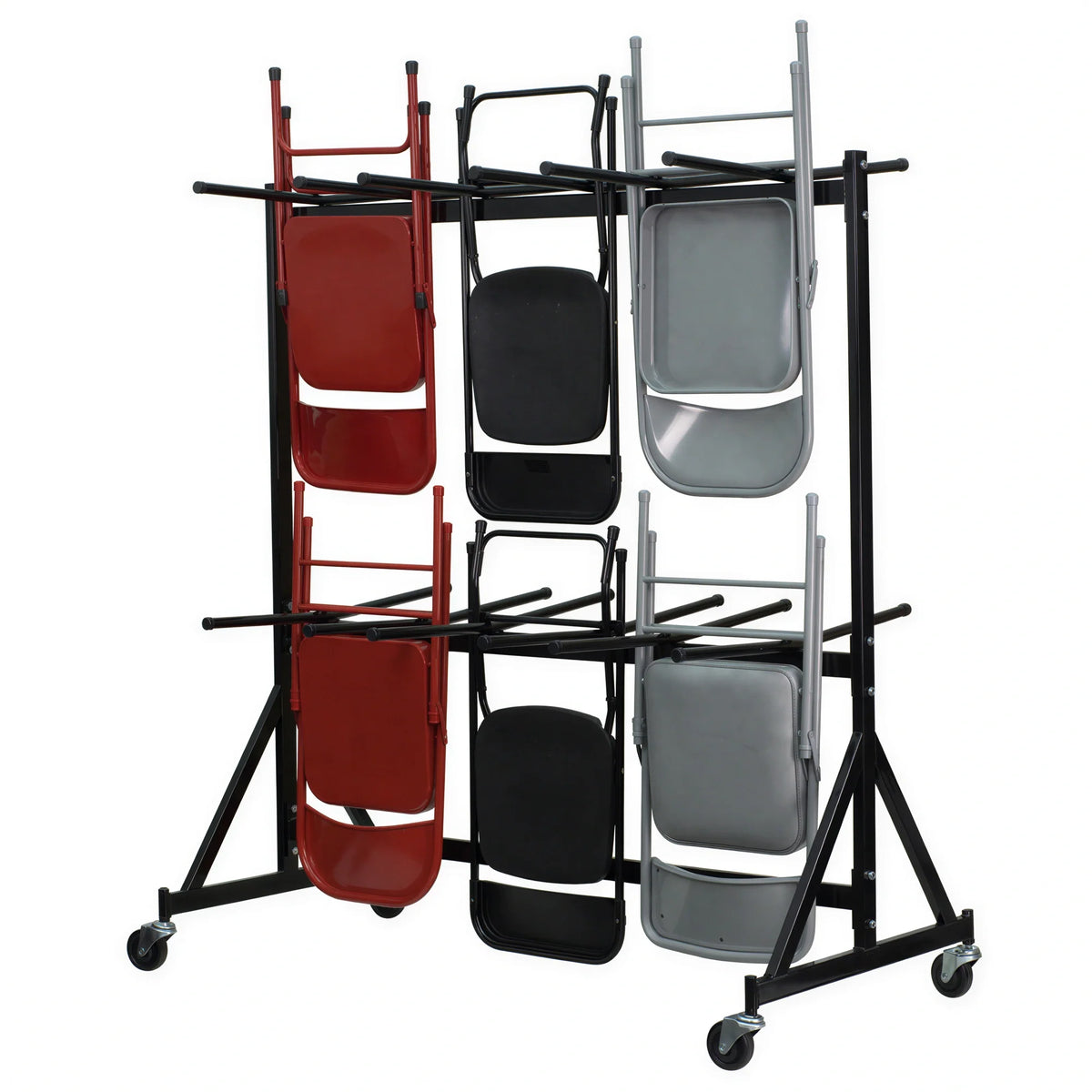 Flash Furniture NG-FC-DOLLY-GG Hanging Folding Chair Truck, Holds 84 Chairs, Double-Sided Storage, Black