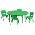 Flash Furniture YU-YCX-0053-2-ROUND-TBL-GREEN-E-GG Preschool Activity Table Set with Round Adjustable Table and 4 Green Stacking Chairs