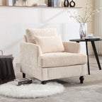 Modern Mid Century Wood Frame Armchair with Tufted Design - Multiple Colors