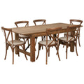 Flash Furniture Hercules XA-FARM-9-GG 84" Rectangular Folding Farm Table Set with 6 Stacking Cross-Back Chairs