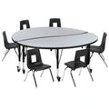 Flash Furniture Emmy XU-GRP-14CH-A60-HCIRC-GY-T-P-CAS-GG 60-Inch Round Laminate Activity Table with 6 Stack Chairs, Adjustable 17-25-Inch Height