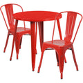 Flash Furniture CH-51090TH-2-18CAFE-RED-GG Round Metal Table with Two Red Slat-Back Chairs, 30-Inch Table