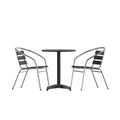 Flash Furniture TLH-ALUM-24RD-017BK2-GG Round Metal Table and Two Bronze Aluminum Slat-Back Chairs Set