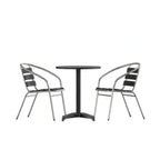 Flash Furniture TLH-ALUM-24RD-017BK2-GG Round Metal Table and Two Bronze Aluminum Slat-Back Chairs Set