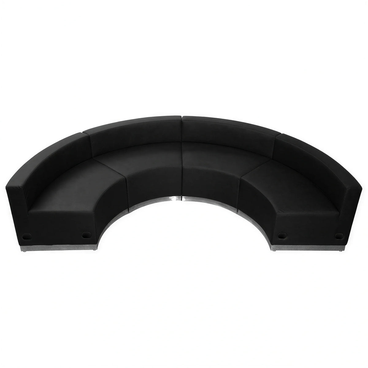 Flash Furniture Hercules - Alon ZB-803-480-SET-BK-GG Modular Reception Configuration with 4 Concave Chairs, Black LeatherSoft, Stainless Steel Base