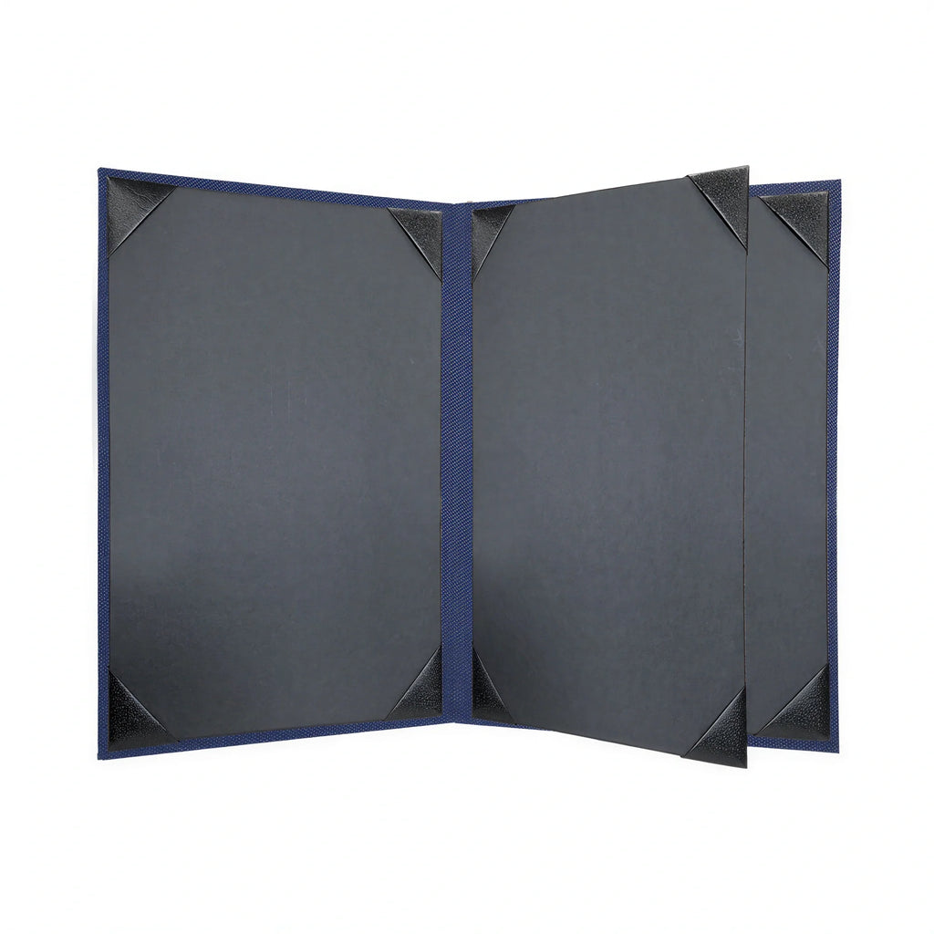 Risch LINEN-4V 5.5X8.5 Vinyl Hardback 4-View Booklet Menu Cover, 5-1/2" x 8-1/2" Case of 25
