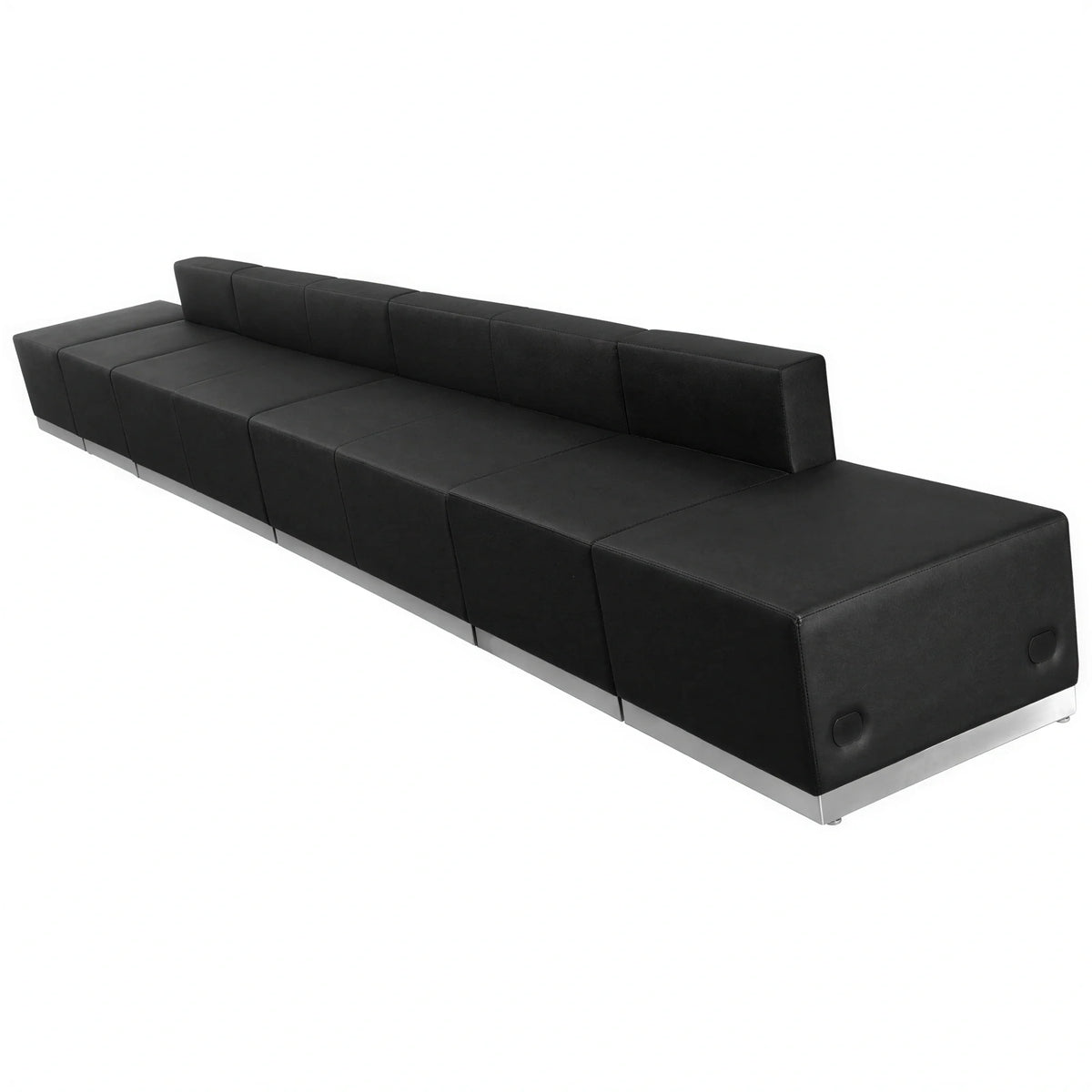 Flash Furniture Hercules - Alon ZB-803-640-SET-BK-GG Modular Reception Seating Configuration, Black LeatherSoft, 2 Chairs, 2 Loveseats & 2 Ottomans
