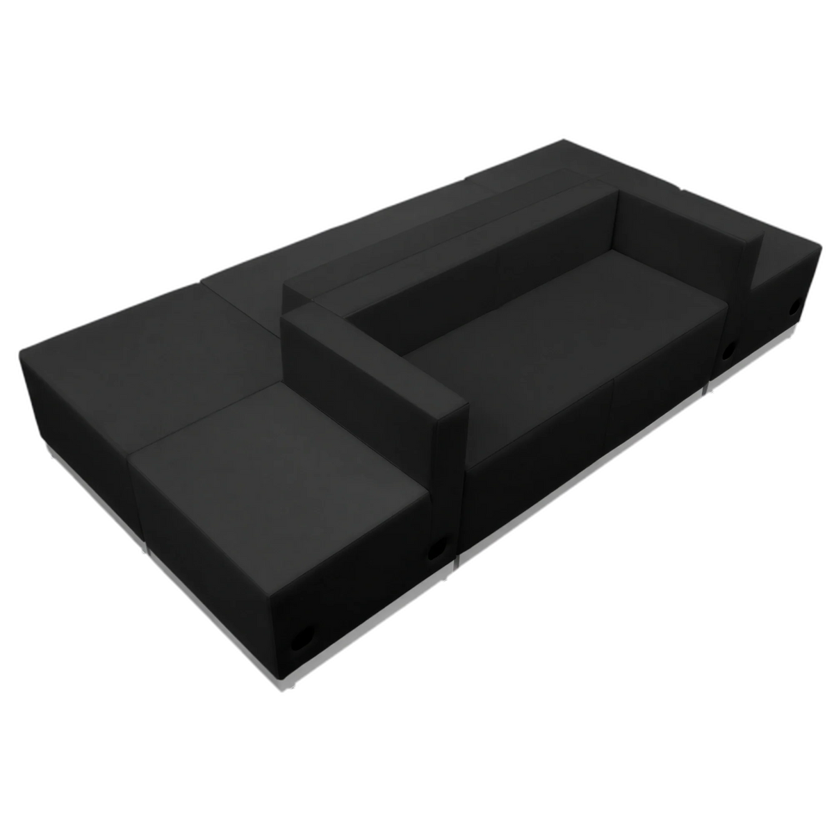 Flash Furniture Hercules - Alon ZB-803-500-SET-BK-GG Modular Reception Seating Configuration, Black LeatherSoft, 2 Chairs, 2 Loveseats, 2 Ottomans