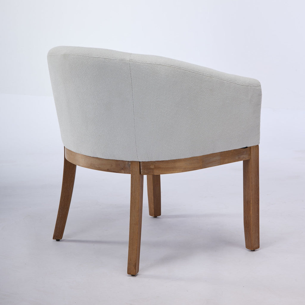 Mid Century Modern Upholstered Barrel Dining Chair with Arms