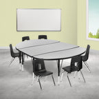 Flash Furniture Emmy XU-GRP-14CH-A3048CON-48-GY-T-P-GG Oval Adjustable-Height Activity Table with 6 Stack Chairs, Laminate Top