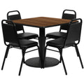 Flash Furniture RSRB1012-GG 36-Inch Square Table and 4 Banquet Chairs Set, 30-Inch High, Walnut and Black