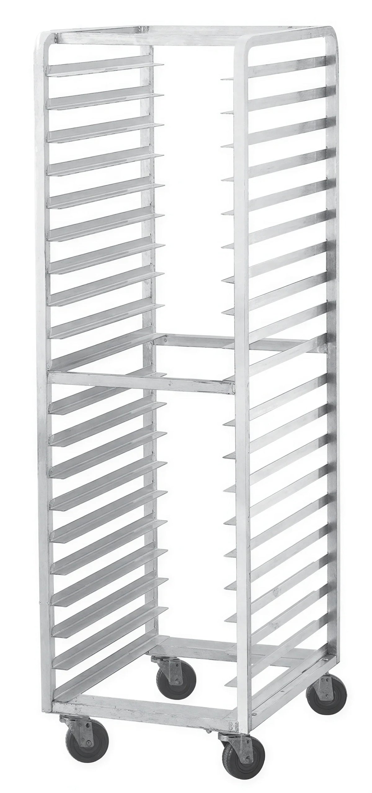 Advance Tabco CFL20 Front-Load Aluminum Roll-In Oven Rack, 20-Pan Capacity, 18 x 26-Inch Pans, 4-Inch Casters