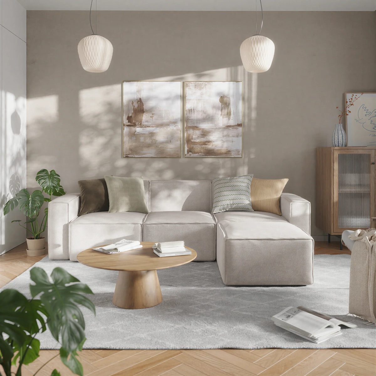 Flash Furniture IS-IT2231-4PCSEC-CRM-GG 4-Piece Modular Sectional Sofa with Left, Right & Middle Chairs and Ottoman, Cream