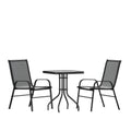 Flash Furniture TLH-073A1303C-GG 3-Piece Outdoor Patio Dining Set with Square Tempered Glass Table and 2 Black Stack Chairs