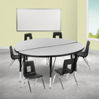 Flash Furniture Emmy XU-GRP-12CH-A48-HCIRC-GY-T-P-GG Round Activity Table and 6 Stack Chairs, 48", Adjustable Height, Gray/Black