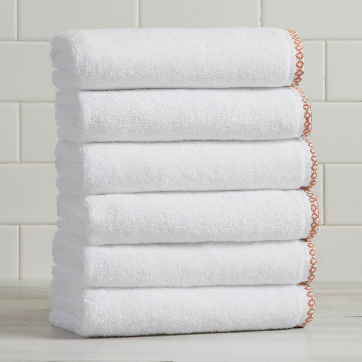 Cotton Border-Stitched 6-Piece Towel Set - Valery Collection