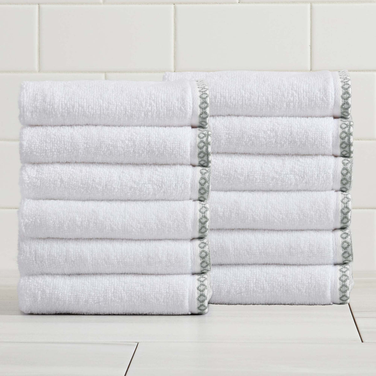 Cotton Border-Stitched 6-Piece Towel Set - Valery Collection