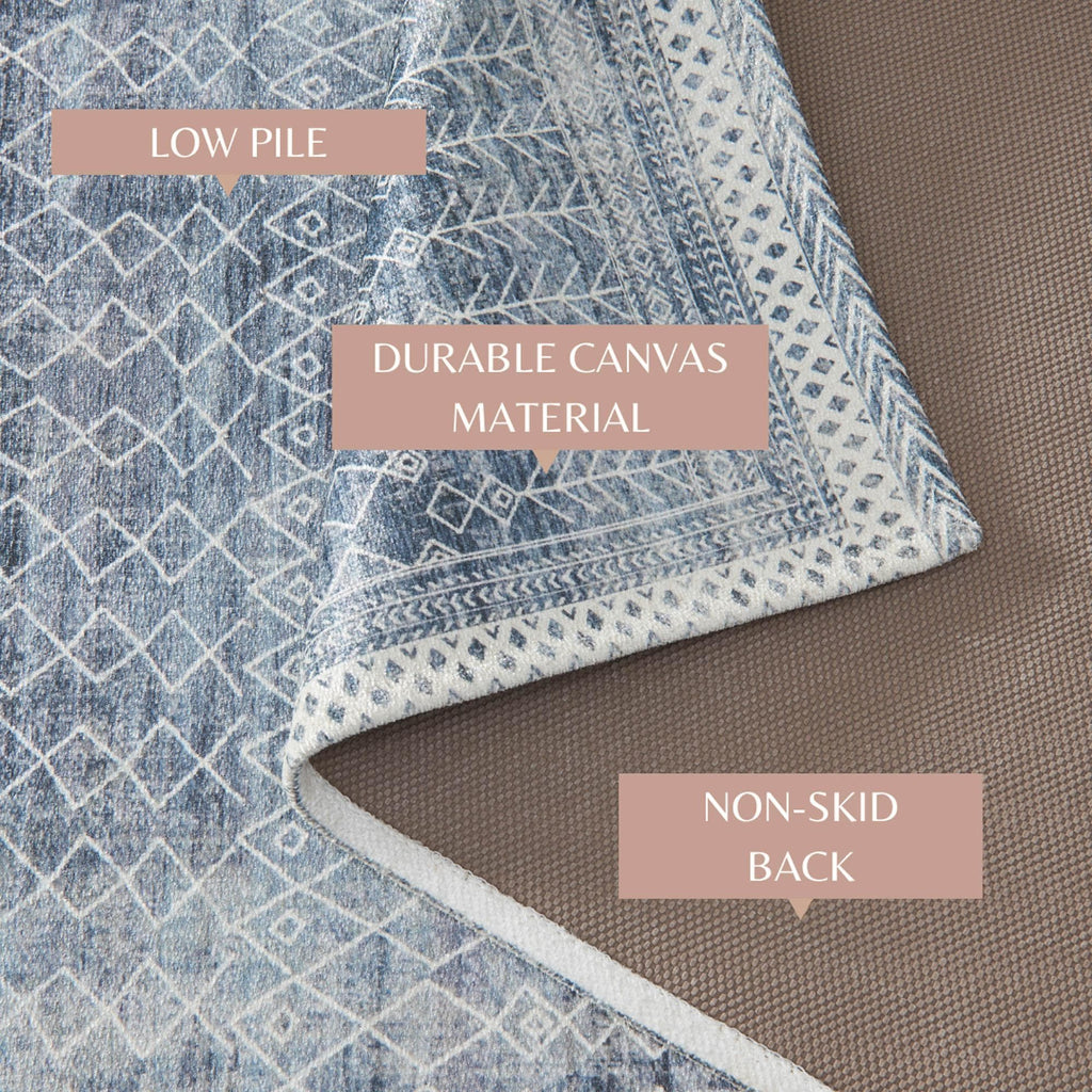 Distressed Moroccan Machine Washable Accent Area Rug & Runner 2 Pack - Neve Collection