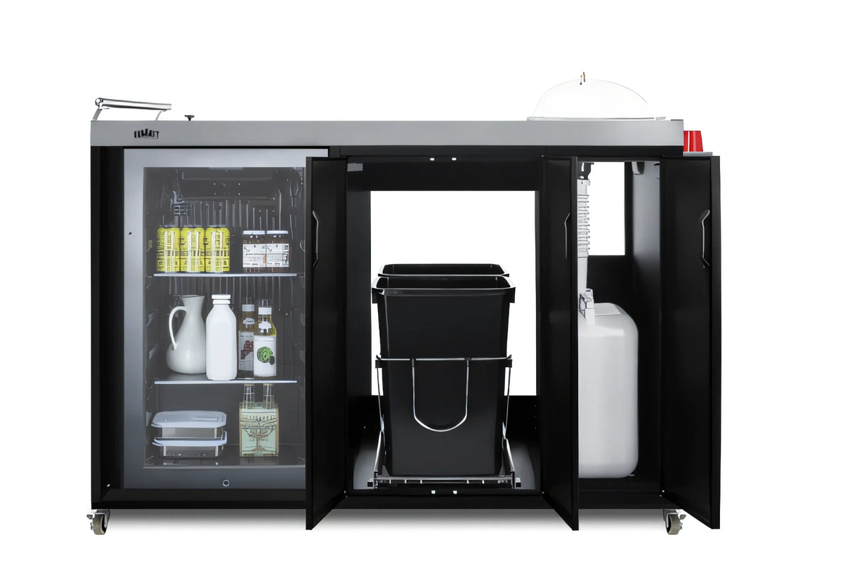Summit Appliance CARTOS54RG 58-Inch Portable Outdoor Kitchenette with Glass Door Refrigerator and Sink