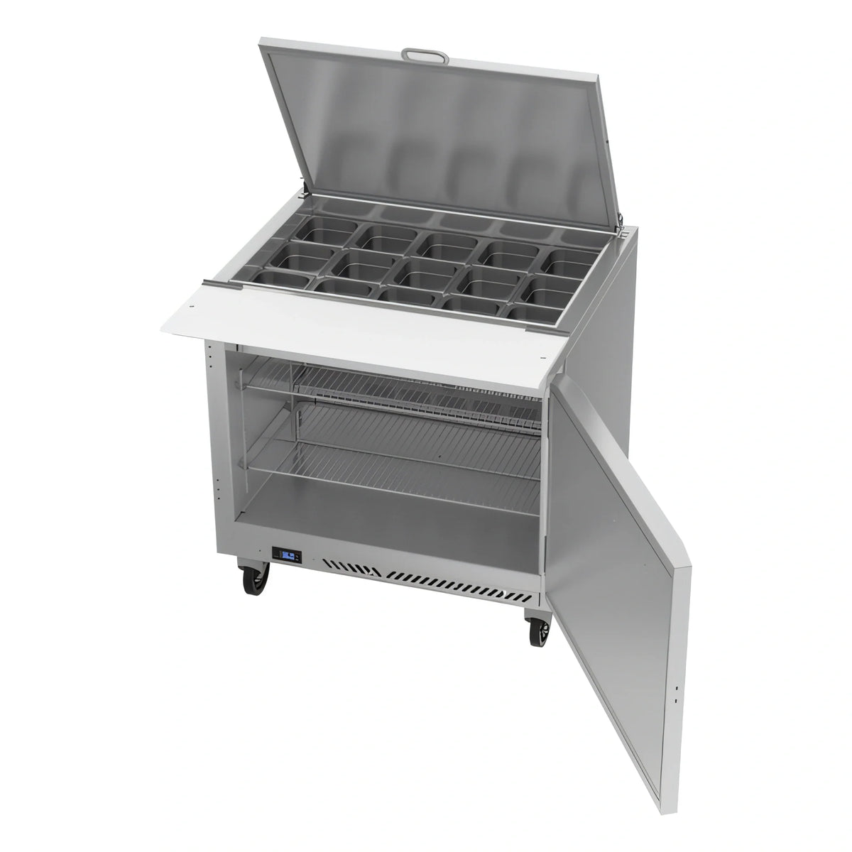 Victory Refrigeration UltraSpec™ VSP36HC-15B 36-Inch 1-Door Self-Contained 15-Pan Mega-Top Sandwich Prep Refrigerator