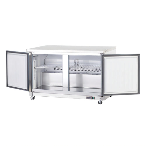 Arctic Air AUC60F Two-Door Undercounter Worktop Freezer, 61-1/4 in., 15.5 cu. ft., Stainless Steel, Self-Contained R290
