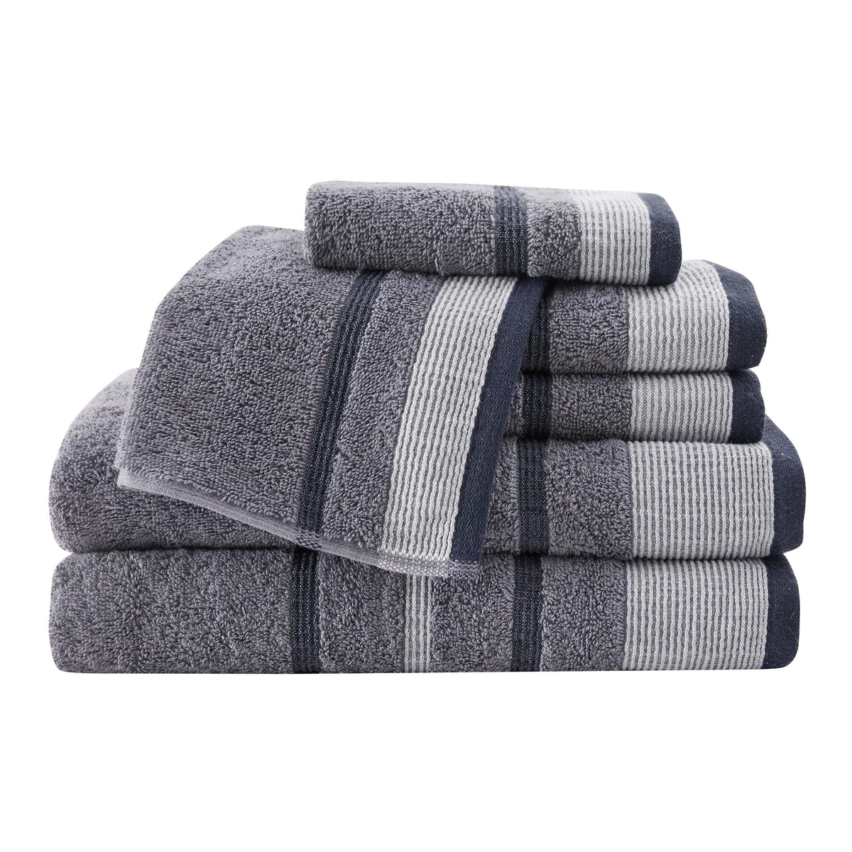 Decorative Cotton Stripe Bath Towel Set - Noelle Collection
