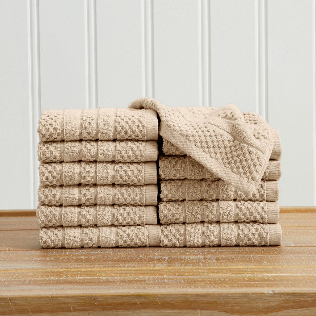 100% Cotton Checkered Jacquard Bath Towel Set - Giuliana Collection