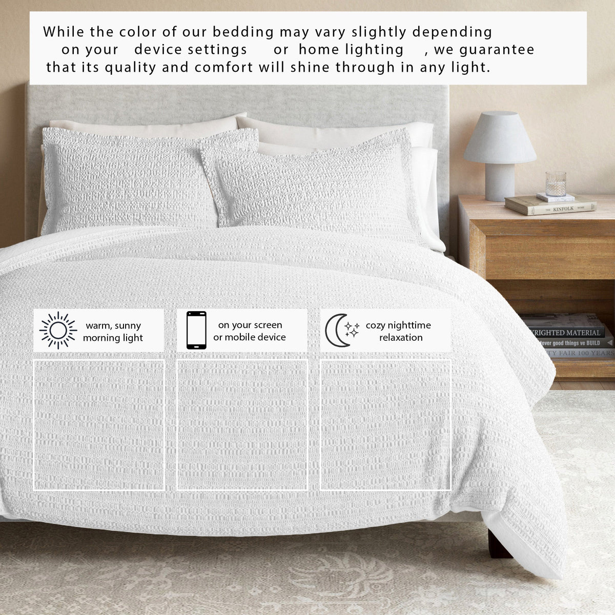 100% Cotton Honeycomb Waffle Duvet Set - Mattea Collection