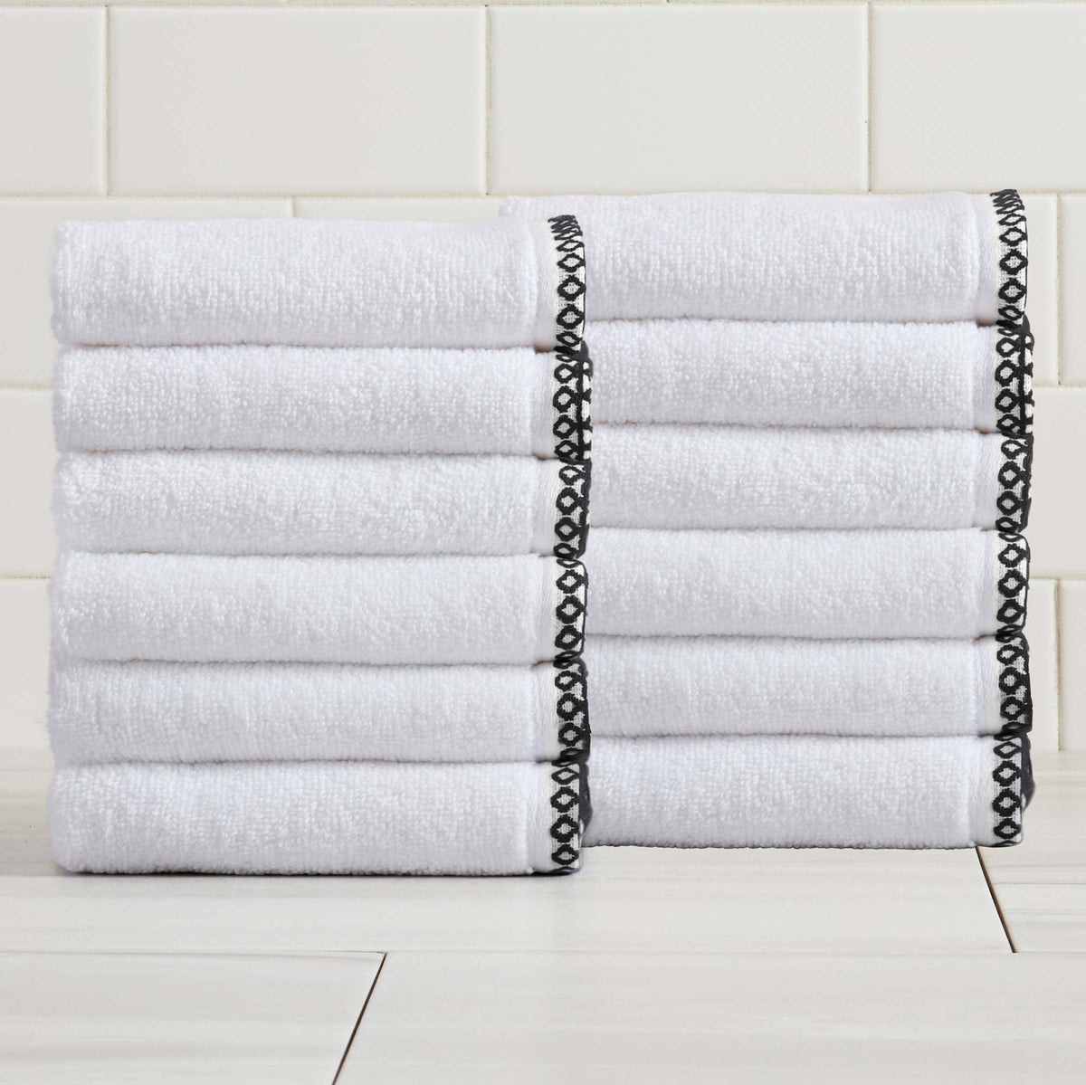 Cotton Border-Stitched 6-Piece Towel Set - Valery Collection