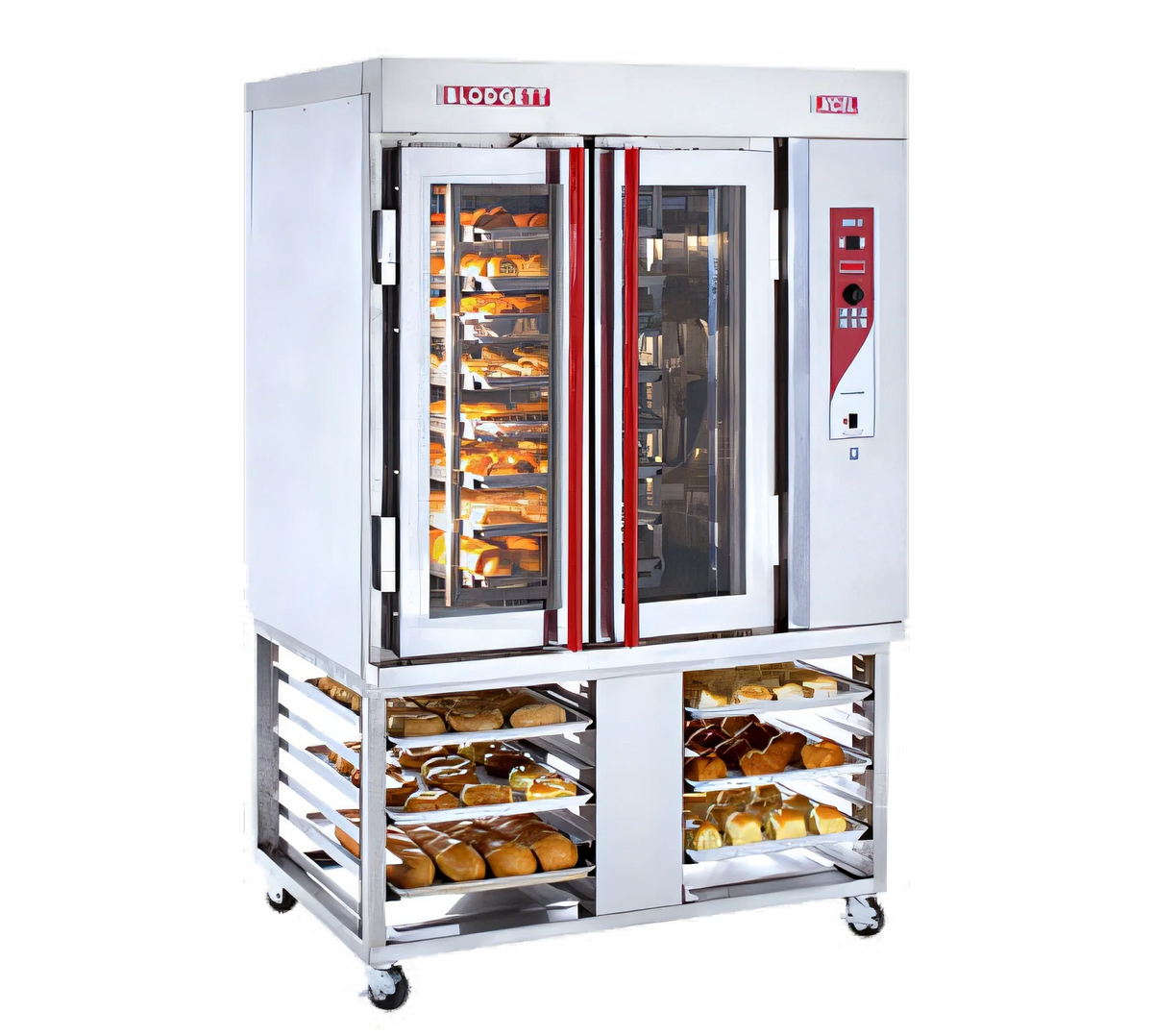 Blodgett XR8-G/STAND Rotating Rack Gas Bakery Oven with Stand, 8-Pan Capacity, Programmable Digital Controls, Stainless Steel