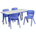 Flash Furniture Emmy YU-YCY-060-0034-RECT-TBL-BLUE-GG Preschool Rectangular Activity Table Set with 4 Stacking Chairs, Adjustable Height, Grey/Blue