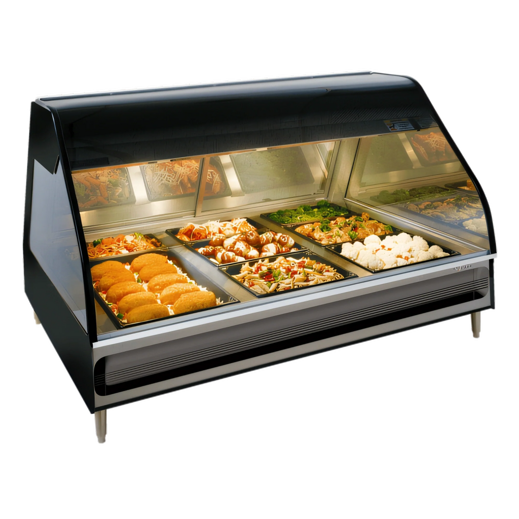 Alto-Shaam Halo Heat ED3-48 48-Inch Countertop Full-Service Heated Display Case, 3 Pan Sections, Curved Glass, Dual-Zone Heat, LED Lighting
