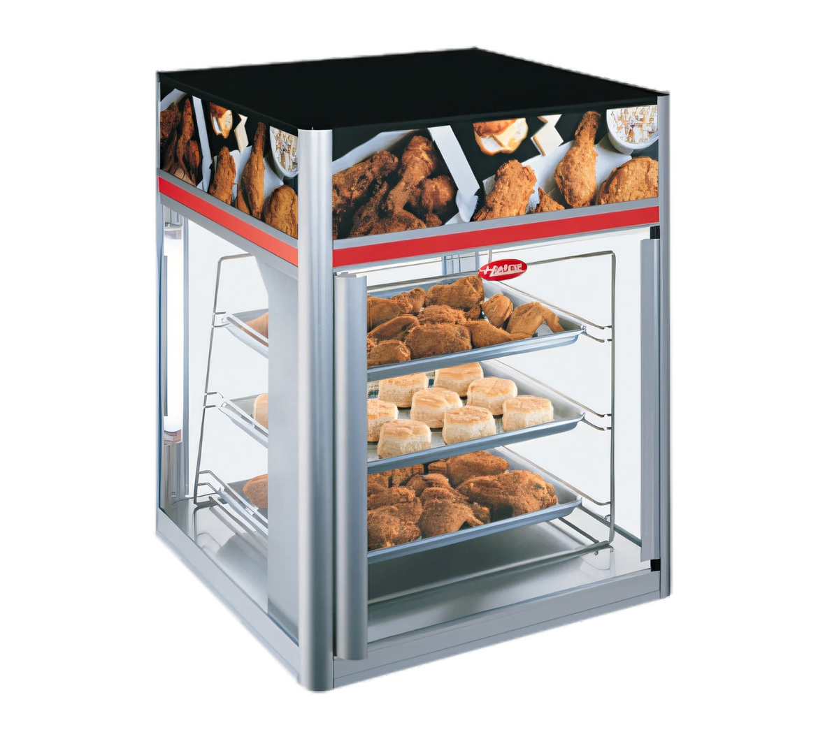 Hatco Flav-R-Savor® FSD-2X 2-Door Countertop Hot Food Holding and Display Cabinet with Stationary 3-Tier Pan Rack, LED Lighting, 120V