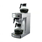 Omcan 44313 Commercial Drip Coffee Maker - Manual Pourover, Stainless Steel, 2 Glass Decanters and 2 Warmers