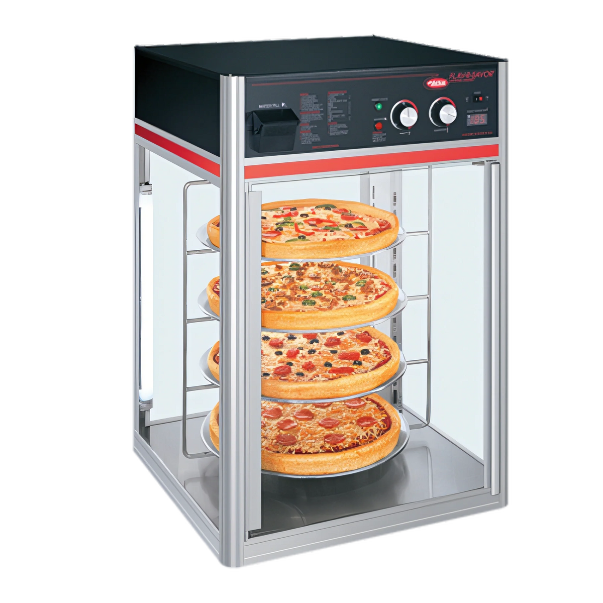Hatco Quick Ship FSDT-1-120-QS Countertop Humidified Hot Food Display Cabinet, 4-Tier Rotating Rack, LED Lighting, 120V