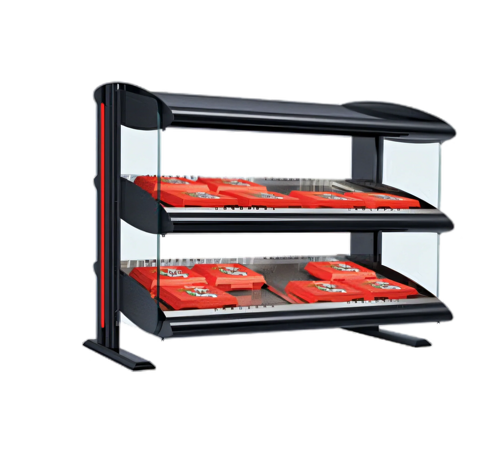 Hatco Spot On® HZMH-30D Countertop Dual-Shelf Heated Zone Merchandiser, Thermostatic Infrared Heat, LED Lighting, Designer Black