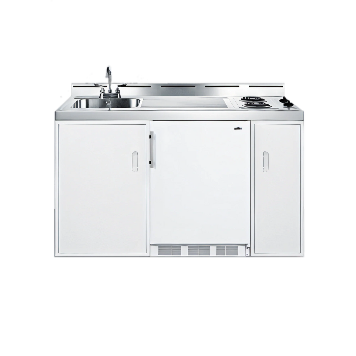 Summit Commercial C60EL 60-Inch All-in-One Kitchenette with 2-Burner Electric Coil Cooktop, Sink, and 5.1 Cu. Ft. Refrigerator-Freezer