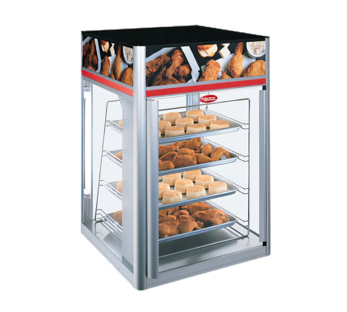 Hatco Flav-R-Savor® FSDT-2X Tall Countertop Hot Food Holding and Display Cabinet, 2 Doors, 4-Tier Pan Rack, LED Lighting