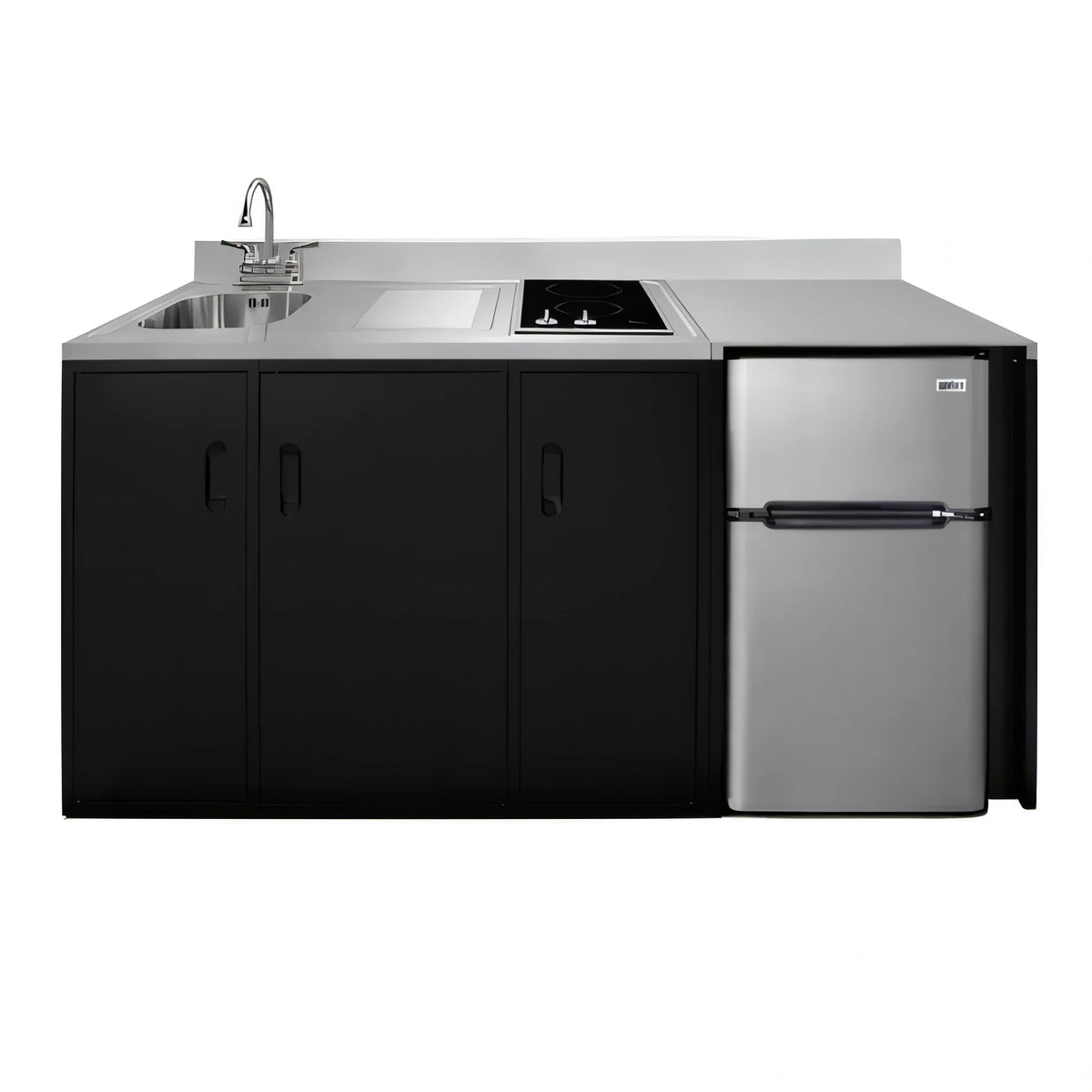 Summit Commercial Summit Appliance CK72ADASINKL ADA Counter-Height Kitchenette with 2-Burner Cooktop, Sink & 3.2 cu. ft. Refrigerator-Freezer